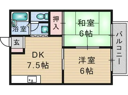 ハイツ天野(2DK/2階)の間取り写真