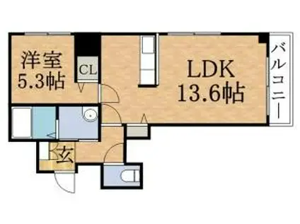 ヴァンクール南円山(1LDK/10階)の間取り写真