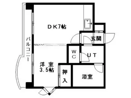 プレサント南9西12(1DK/7階)の間取り写真