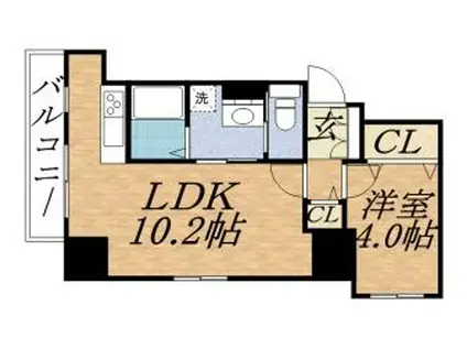 PRIME URBAN 大通東(1LDK/5階)の間取り写真