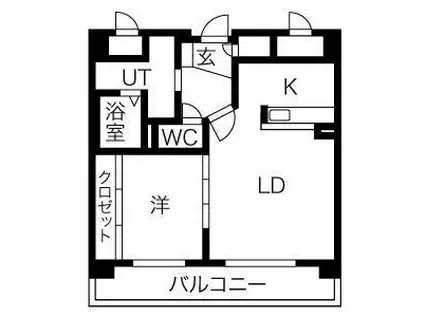 インペリアル3・7(1LDK/6階)の間取り写真