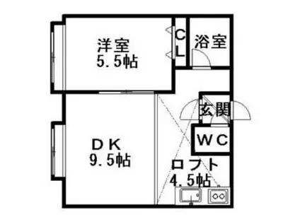 JPコート北円山A(1LDK/3階)の間取り写真