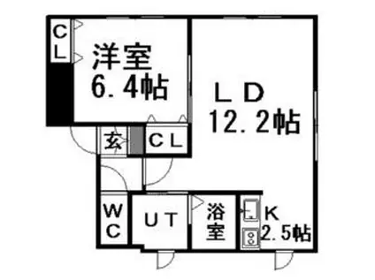 セントラル山鼻(1LDK/1階)の間取り写真