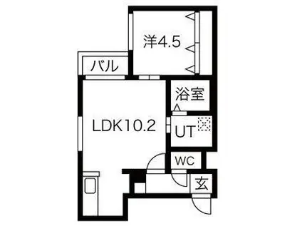 FONS発寒南(1LDK/2階)の間取り写真