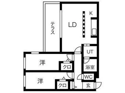 AMS伏見(2LDK/1階)の間取り写真