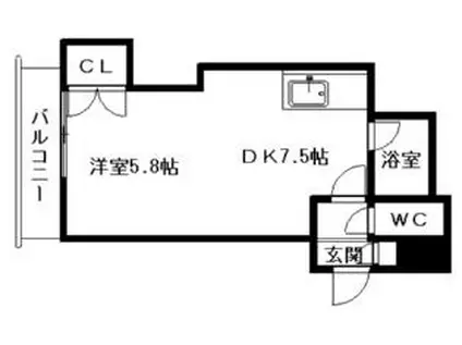 円山北町ハイム(1DK/10階)の間取り写真