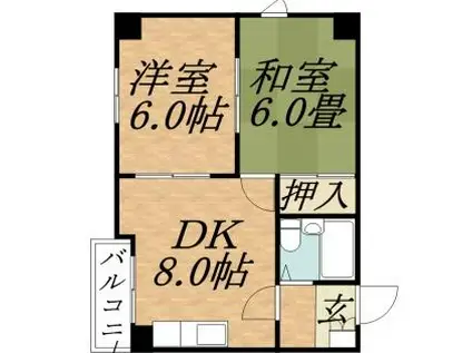 アートマンション(2DK/3階)の間取り写真