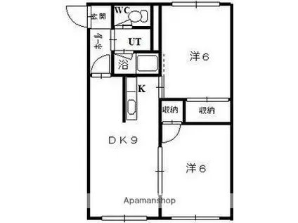 第6北海マンション(2DK/3階)の間取り写真