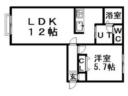 シャーメゾンTRAD(1LDK/2階)の間取り写真