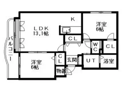 ソレアードヒロタ(2LDK/2階)の間取り写真