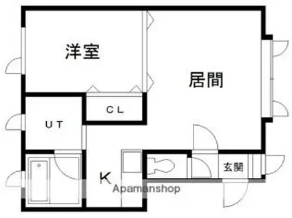 安川マンション(1LDK/3階)の間取り写真