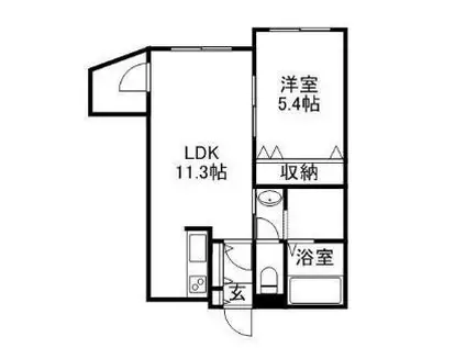 サムティ学園前(1LDK/2階)の間取り写真