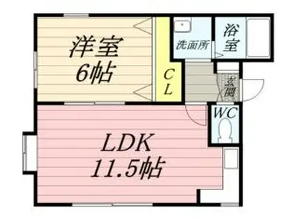 シオン高木(1LDK/2階)の間取り写真