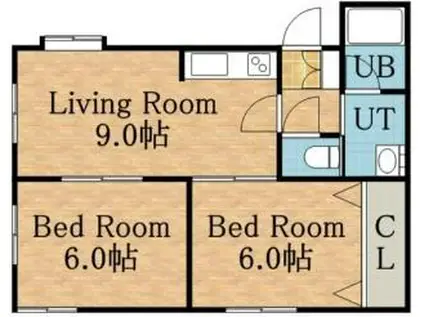 シオン高木(2LDK/2階)の間取り写真