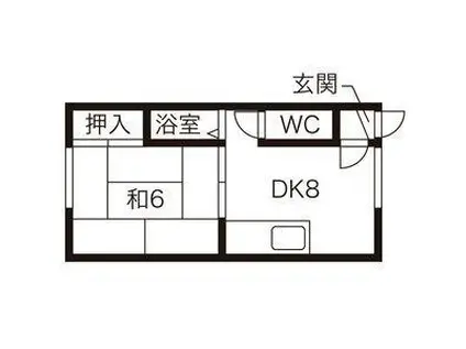 札幌市営東西線 大谷地駅 徒歩8分 2階建 築40年(1DK/2階)の間取り写真