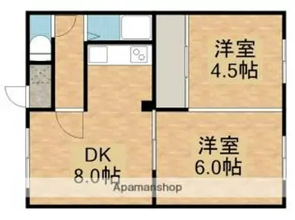 松尾マンション(2DK/2階)の間取り写真