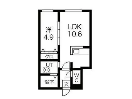 ASTEROPE厚別南(1LDK/3階)の間取り写真