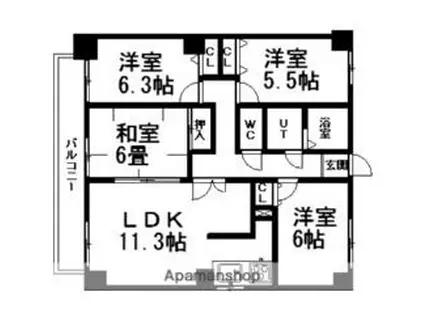 リラハイツ本郷通II(4LDK/2階)の間取り写真