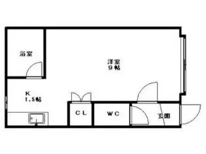 東札幌クラブハウス(1K/2階)の間取り写真