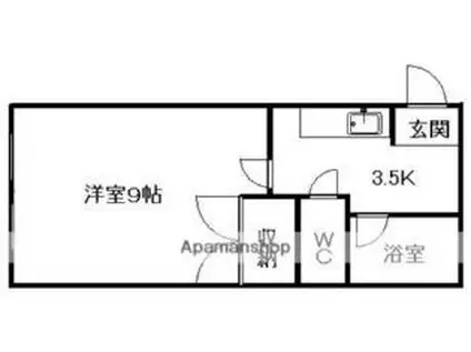 HS東札幌345(1K/3階)の間取り写真