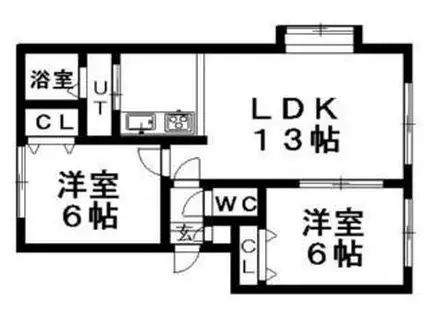 ビュー平岡(2LDK/2階)の間取り写真