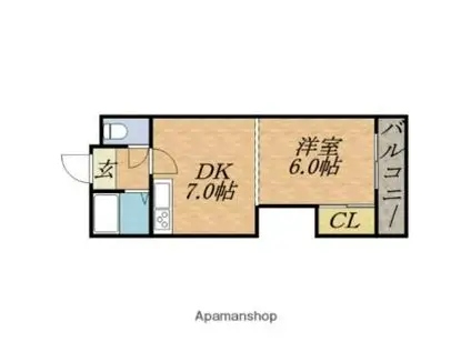 札幌市営南北線 北１２条駅 徒歩5分 4階建 築38年(1DK/2階)の間取り写真