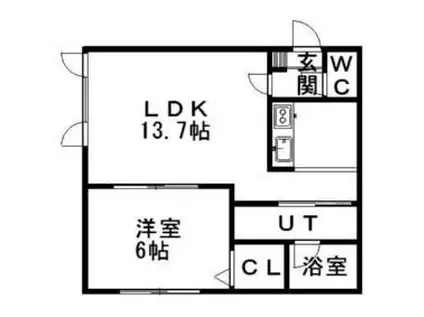 カーサトリームII(1LDK/2階)の間取り写真