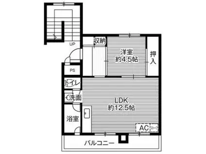 ビレッジハウス新川6号棟(1LDK/2階)の間取り写真