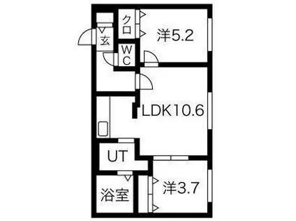 HALENIX 札幌医大前(2LDK/1階)の間取り写真