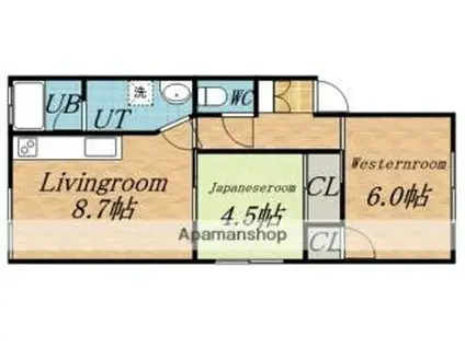 ニューひまわり(2LDK/1階)の間取り写真