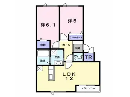 アヴェニール(2LDK/1階)の間取り写真