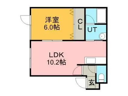 札幌市営東豊線 元町駅(札幌) 徒歩15分 2階建 築23年(1LDK/2階)の間取り写真