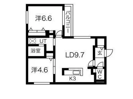 ルビア北16条(2LDK/4階)の間取り写真