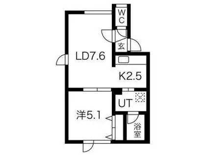 レジデンスプライアII(1LDK/2階)の間取り写真