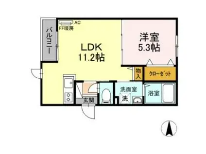 D-ROOM発寒南(1LDK/3階)の間取り写真