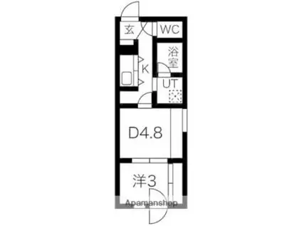 札幌市営南北線 北１８条駅 徒歩10分 4階建 築1年(1DK/4階)の間取り写真