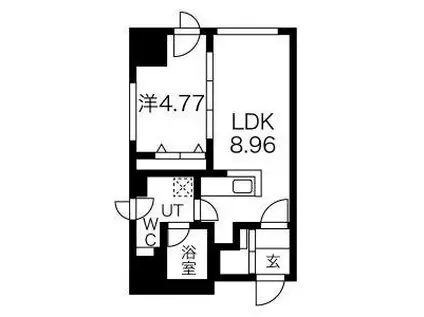 ルラシオン札幌駅前(1DK/4階)の間取り写真