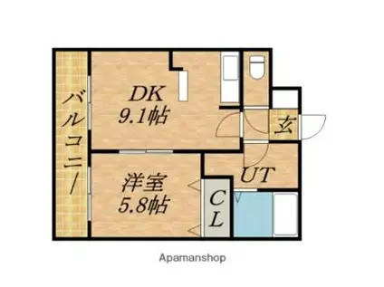 札幌市営東豊線 東区役所前駅 徒歩10分 15階建 築18年(1LDK/12階)の間取り写真