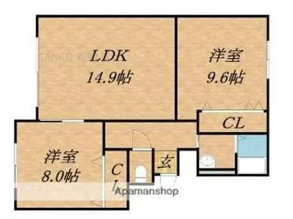 メゾンドソレイユV(2LDK/2階)の間取り写真