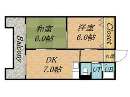 プラチナマンション北21条(2DK/2階)の間取り写真