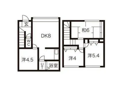 札幌市営東豊線 元町駅(札幌) 徒歩12分 2階建 築34年(4LDK)の間取り写真