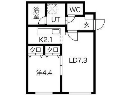 ラフォルテ菊水(1LDK/1階)の間取り写真