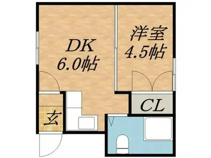仲山マンションA棟(1DK/2階)の間取り写真