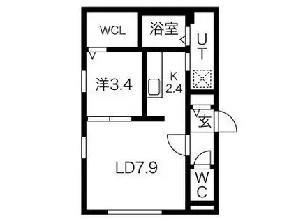 JUNO(1LDK/2階)の間取り写真