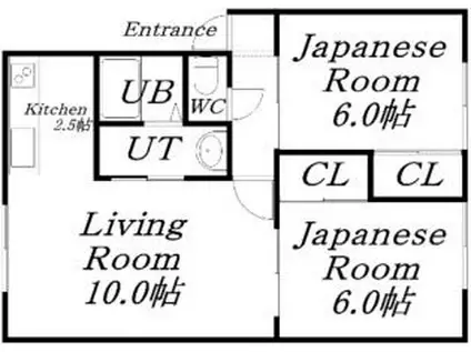 コーポ愛II(2LDK/2階)の間取り写真