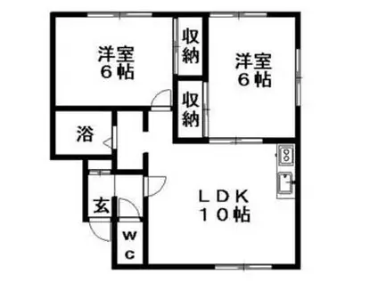 マンションパルコ(2LDK/2階)の間取り写真