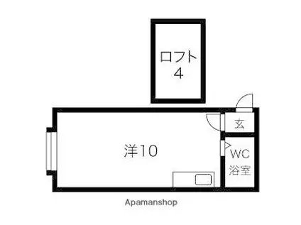 札幌市営東西線 白石駅(ＪＲ北海道) 徒歩12分 2階建 築38年(ワンルーム/1階)の間取り写真