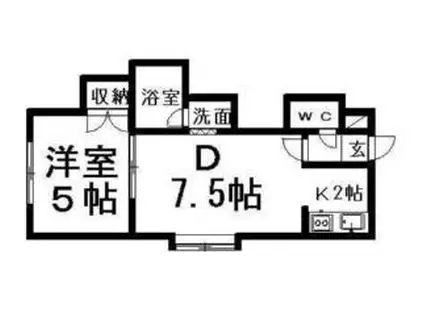 メゾンドール平岡(1LDK/2階)の間取り写真