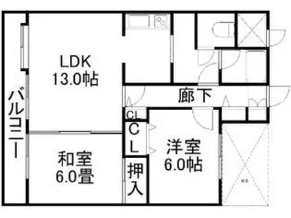 TOAマンション(2LDK/8階)の間取り写真