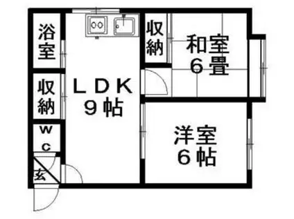 レジデンス平岡(2LDK/2階)の間取り写真